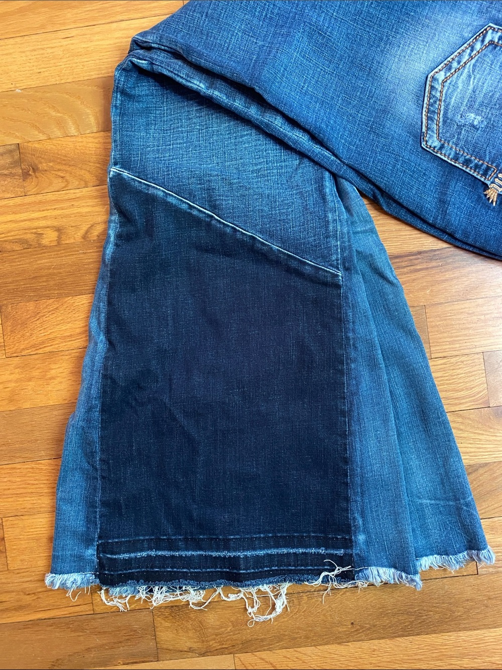 Miss Me Blue Denim Frayed Hem Flare Jeans - Picture 3 of 5